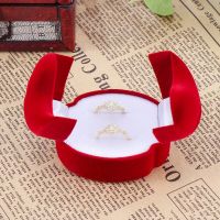 ●☢ 1 PC Exquisite Velvet Display Case New Fashion Double-faced Solid Color Jewelry Wedding Ring Box Hot Sale