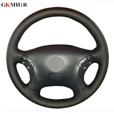 DIY Black Black Artificial Leather Car Steering Wheel Cover for Mercedes Benz W203 C-Class 2001-2007