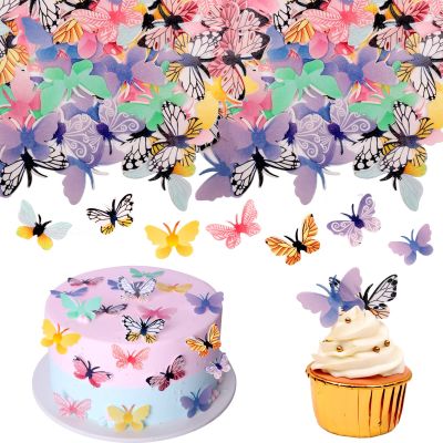 【CW】☎  50pcs Edible Toppers Rice Paper Dessert Decoration for Bridal Shower Kids Birthday Food Decorations