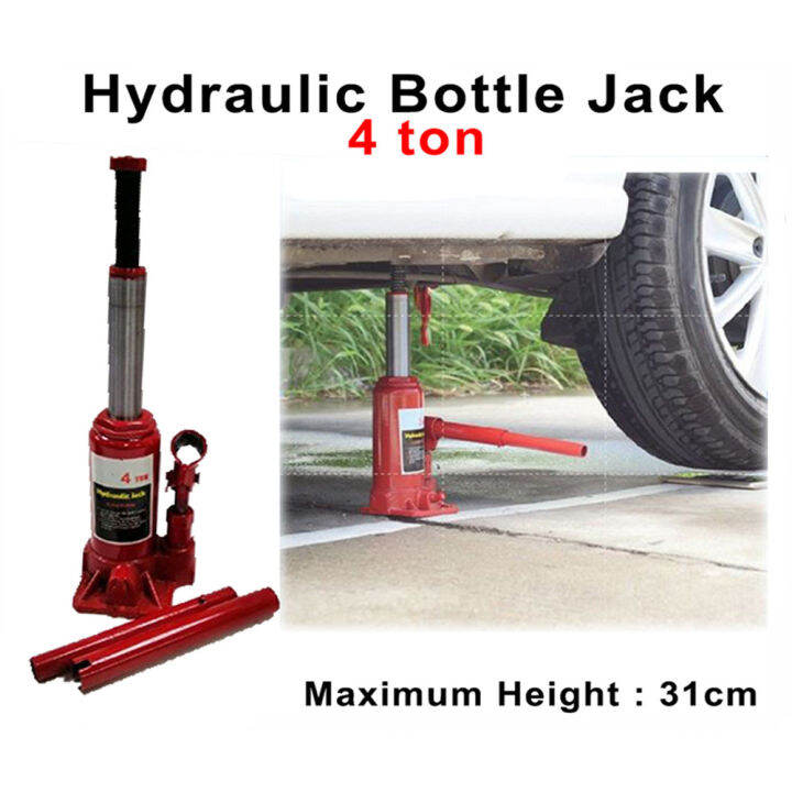 HEAVY DUTY HYDRAULIC BOTTLE CAR JACK - 4 TON (Maximum Height 31 cm ...