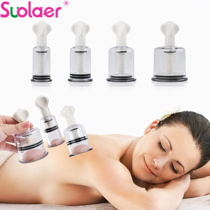 Suolaer 4 Size Rotary Vacuum Cupping Hand-Tighted Cups, Plastic Screw Type Vacuum  Suction Cups Relax Massage Chinese Cupping Therapy Body Massager