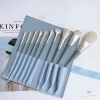 จัดส่งและกระเป๋าเก็บของ] ตลับแปรงเครื่องสำอาง Li Jiaqi Couzhou Blue Bridge แบบพกพา10ชุด Kuas Blush ON แท้ทั้งชุด