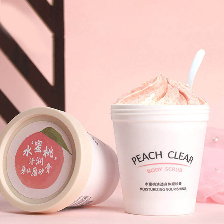 จัดส่งทันที-สคับขัดผิว-peach-clear-สครับผิวกาย-สครับขัดผิวขาว200g-ผิวนุ่มเนียนกระจ่างใส-สกินสครับตัว-สครับผิวขาวไว-ครีมขัดผิวขาว-ขาลาย-รอ