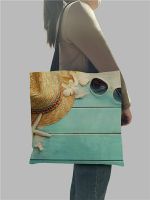 Ladies Shoulder Bag Blue Ocean Starfish Beach Sand Prints Tote Shopping Bag Linen Fabric Beautiful Casual Practical Handbag