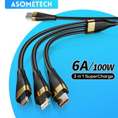 Chaunceybi 3 In1 Fast Charging Cable USB Type C 6A 100W Multiple Usb Cord for IPhone14 13