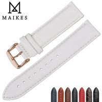 MAIKES Fashion Leather Watch Band White With Rose Gold Clasp Watchband 16Mm 17Mm 18Mm 20Mm For DW Daniel Wellington Watch Strap