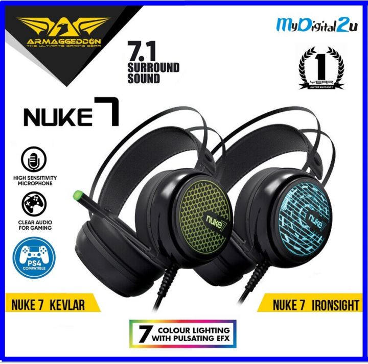 Armaggeddon Nuke 7 Ironsight 7.1 Pro Gaming Headset, PC Headsets