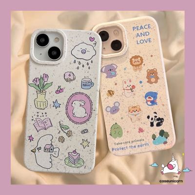 เคสลายสัตว์การ์ตูนเข้ากันได้กับ IPhone 14 11 15 12 13 Pro Max 7 6 6S 8 15 Plus XR XS MAX SE 2020หมีกระต่ายน่ารัก Kaola ไดโนเสาร์ผ้านุ่มย่อยสลายได้