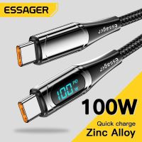 [HOT 2023] Essager USB ประเภท C ถึง USB C 100W/5A PD Fast Charging Charger สายไฟสำหรับ Macbook Xiaomi Samsung Type-C USB C สาย2M