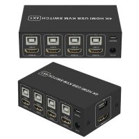 4พอร์ต HDMI สวิตช์ KVM 4K 60Hz สวิตช์ KVM USB HDMI 4X1 HDMI 2.0 HDCP 2.2ตัวเลือกกล่องสวิตช์ KVM สำหรับเมาส์4แป้นพิมพ์พีซี