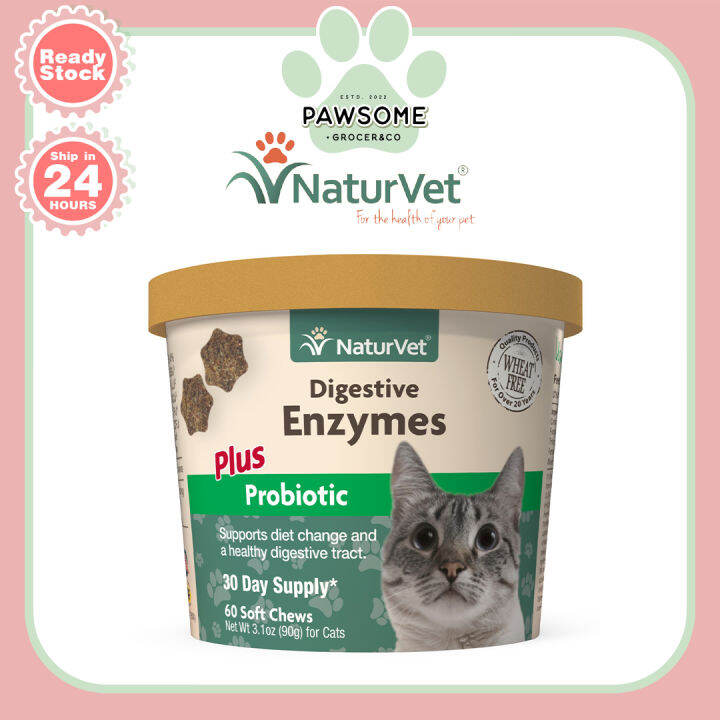 PROMO NATURVET Digestive Enzymes Pre & Probiotic For Cats 60 Soft Chews