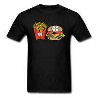 Burger French Fries Tshirts Street Tshirt Men Funny T Shirt Black Quality Tees Cotton Fabric Clothes Cartoon