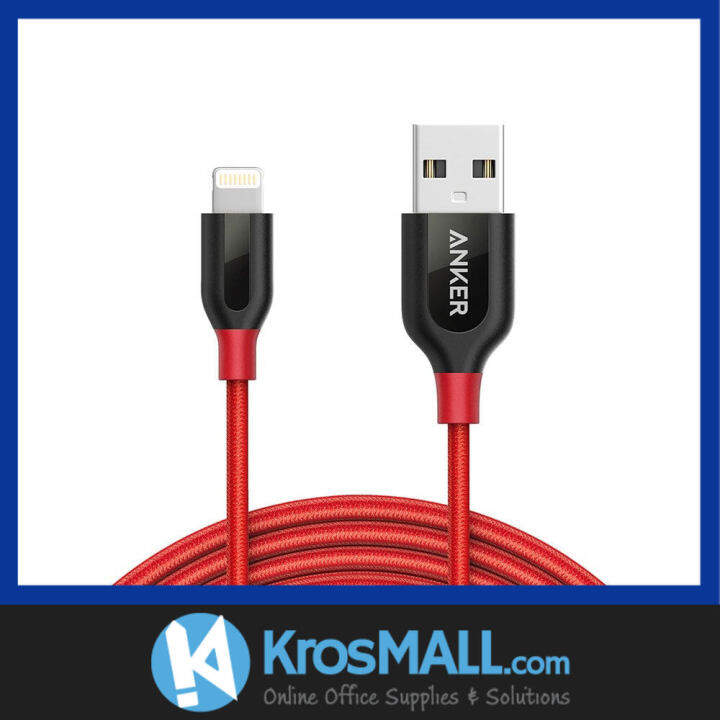 Anker PowerLine+ 3ft Lightning Connector Cable Red (0.9M) Lazada