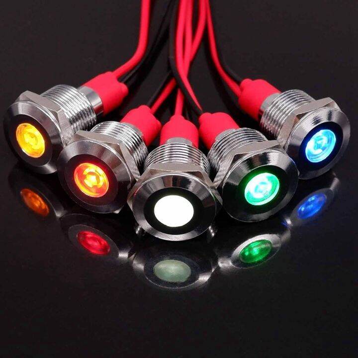 12mm With Wire LED Signal Light Power Supply Indicator Lamp Metal Indicator Light 3v 6v 12v 24v