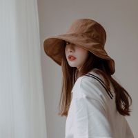 HOT★12cm Wide Brim Bucket Hat Women  Outdoor Summer Foldable Big Brim Sun Hats Large 100% Cotton Panama Bob