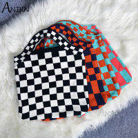 Female Fashion Checkered Wrist Bags Checkerboard Plaid Woolen Knitted Shoulder Vintage Chic Woven Totes Casual Shopping Handbag