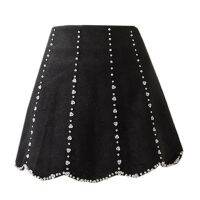 【CW】 Ins New European Woolen Skirt Waist Floral Beading Bottom Female