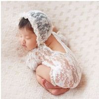 2 Pcs Photography Props Baby Romper Hat Outfit Infants Photo Shooting Lace Beanies Jumpsuit Bodysuit for Newborn Sets  Packs