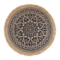 【CW】 Mandala Round Placemat Boho Woven Macrame Fringe Tassels Table Resistant Cup Plate Coaster