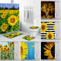 Sunflower Printed Shower Curtain Flower Waterproof Bathroom Curtain Set with Hook Home Decoration Bathroom Curtains 180x200cm