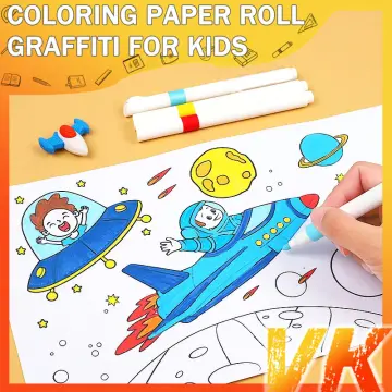 Childrens Drawing Roll DIY Sticky Color Filling Paper Coloring Paper Roll  For Kids DIY Painting Drawing