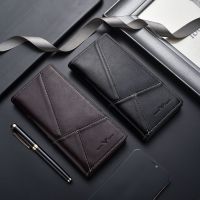 Mens Wallet Soild Color Retro Long Clutch Bag Leather Business Card Holder Coin Purse Money Clip with Jeep Letter Luxury Bag Wallets