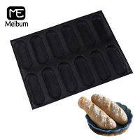 Meibum 12 Cavity Baguette Silicone Mould Oval Bread Mold Hot Dog Bun Form Glass Fiber Non Stick Bakeware Pastry Baking Tools