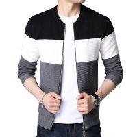 BROWON 2021 Autumn Men New Casual Cardigan Sweater Jumper Men Winter Fashion Striped Pockets Knit Outwear Coat Sweater Men