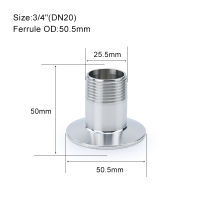 2Pcs 14" 12” 34” 1” 1-14” 1-12“ 2" 304 Stainless Steel Sanitary Male Threade Fitting 1.5" Tri Clamp 50.5mm Ferrule Homebrew