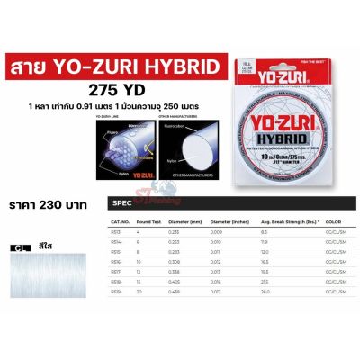 สายเอ็นตกปลา Yo - Zuri HyBrid 1 ม้วนบรรจุ 275 หลา # 1 หลา เท่ากับ 0.91 เมตร 1 ม้วนความจุ 250 เมตร