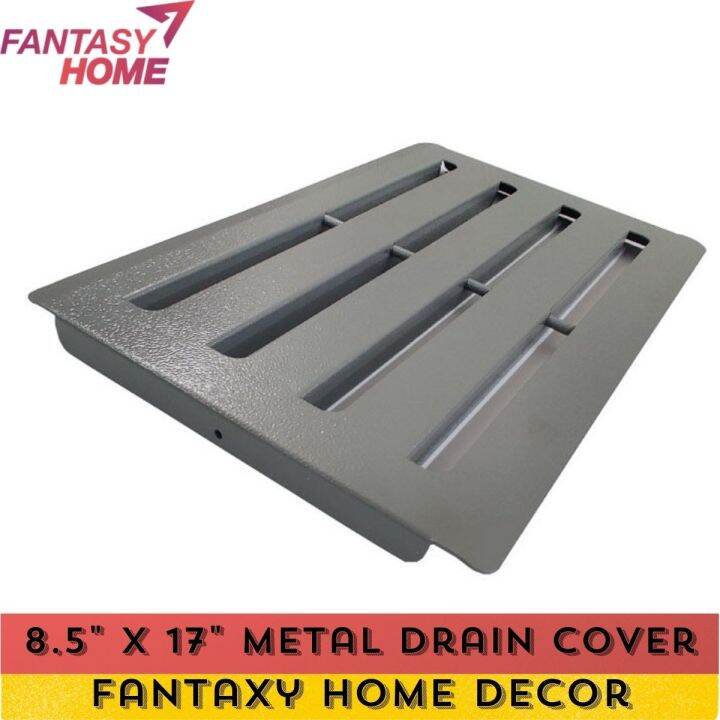 (GREY/BLACK) Metal Drain Cover 8.5 D x 17.5 W / Besi Penutup Long kang 8.5 D x 17.5 W / Heavy