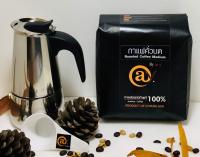 หม้อต้มกาแฟ moka pot 4 cup/ช้อนตวงกาแฟ/กาแฟคั่วบดคั่วกลาง 500g.