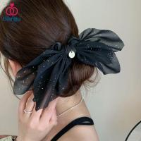 BIANPU โบว์สำหรับผูก Scrunchies สำหรับผู้หญิง ตาข่ายแบบตาข่าย จุดจุดเล็กๆ แหวนติดผม อุปกรณ์เสริมผม อีลาสติก ที่มัดผม สำหรับผู้หญิง