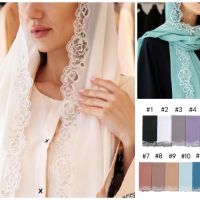 【Miki Xinyuan】ลูกไม้ PlainHijabs ผ้าพันคอ ShawlHeadband Headscarf FemaleHead Cover Wrap สำหรับผู้หญิงผ้าพันคอผ้าพันคอเจียมเนื้อเจียมตัว