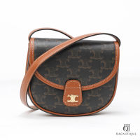 NEW CELINE BESACE MINI BROWN TAN CANVAS GHW