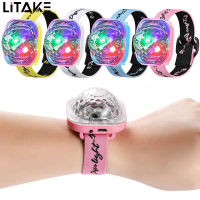 LITAKE ไฟนาฬิกาข้อมือสวมใส่ Smurf ขนาดเล็กสีสันสดใสควบคุมเสียงดิสโก้ไฟเวทีโคมไฟแวดล้อมสำหรับบ้าน Ktv บาร์