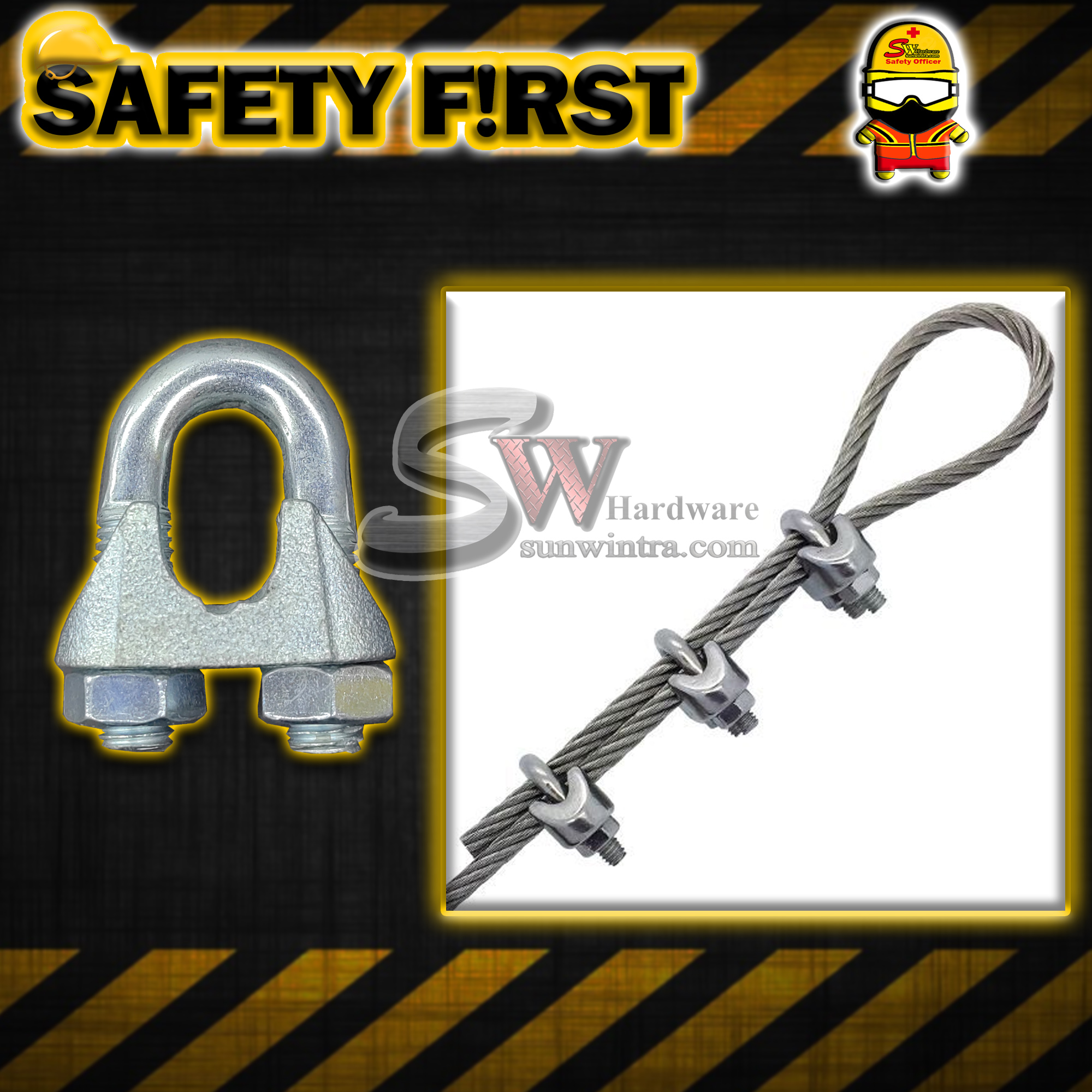 SW Hardware High Quality Galvanized Iron Wire Rope Clip 3mm -25mm Available/Lead Water Cable Clip