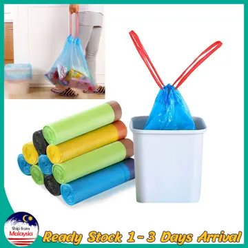 5pcs Colorful Durable Disposable Trash Bags With Drawstring Closure Home  Use Plastic Bags Easy-tie Handles (random Color)