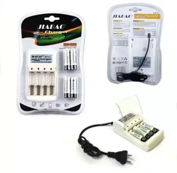 JB212 charger AA and AAA LED charger with 4 AA rechargeable batteries