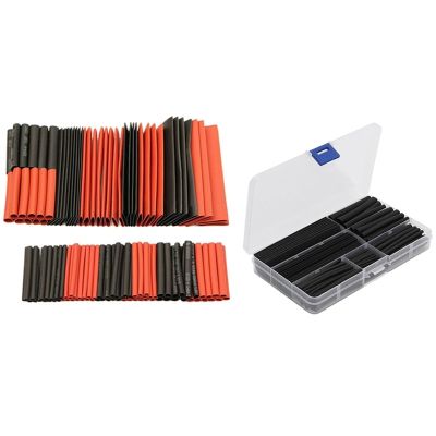 2 Set 2:1 Heat Shrink Tubing Wire Cable Sleeving Wrap Electrical Connect Set - 127Pcs &amp; 150Pcs Cable Management