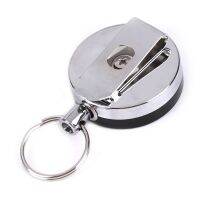 1PCS Portable Classic Casual Stainless Steel Badge Reel Retractable Key Ring Fashion ID Card Holder Clips