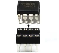 (Pack Of 2) บริษัท Texas Instruments TL082CP Dual High Slew Rate JFET-อินพุตเครื่องขยายเสียงปฏิบัติการ Op-Amp IC DIP-8และ8-Pin ซ็อกเก็ต DIP