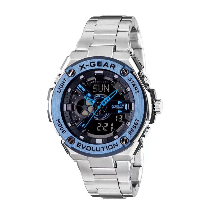 x-gear-3788c-สายเหล็ก-หน้า-y-นาฬิกาข้อมือสำหรับผู้ชาย-กันน้ำ-100