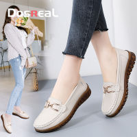 top●DOSREAL Shoes for Women Korean Version on Sale Flat Shoes Casual Women Leather Shoes Plus Size 35-41 Soft Base Chain Decor Flat Loafers for Ladies