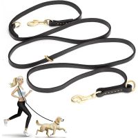 Soft Leather Dog Leash Hands Free Dog Leather Leash Multi-function Dog Training Walking Leash Outdoor Pet Leash for Service Dogs Leashes