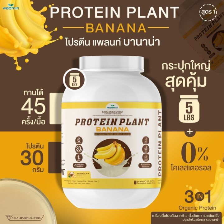 โปรตีนแพลนท์-สูตร-1-รสบานาน่า-protein-plant-banana-ขนาด-5-ปอนด์-5lbs-โปรตีนจากพืช-3-ชนิด-ข้าว-ถั่วลันเตา-เเละมันฝรั่ง-ออเเกรนิค-ปริมาณ-2-27kg