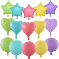 5pcs 18inch Macaron Color Heart Star Round Foil Balloons Candy Color Helium Air Ball For Wedding Birthday Party Decoration Balon Colanders Food Strain
