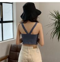 [COD] back wearing vest short section sling female spring and summer 2021 new Korean version black inner bottoming sleeveless top