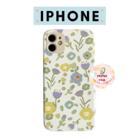 Momo case - เคสโทรศัพท์ ซิลิโคน หนังเทียม พิมพ์ลายดอกไม้ สไตล์เรโทร iPhone 11 Pro Max X Xr Xs Max 7 8 Plus Se 2020 12 Pro #238