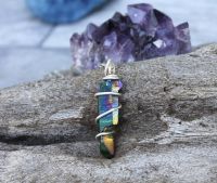 Titanium Quartz Crystal Point Wire Wrapped Stone Pendant  Bohemian Necklace Fashion Chain Necklaces